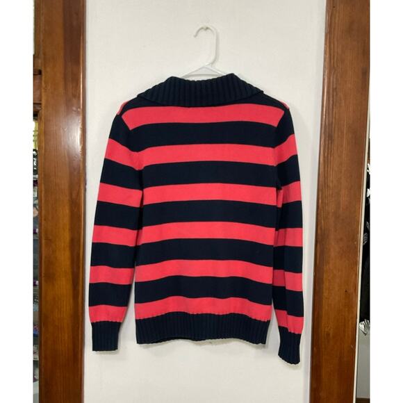 VTG Y2K Jones Sport Womens Striped Knit Sweater Ribbed Size Small Fold Collar - Picture 3 of 7
